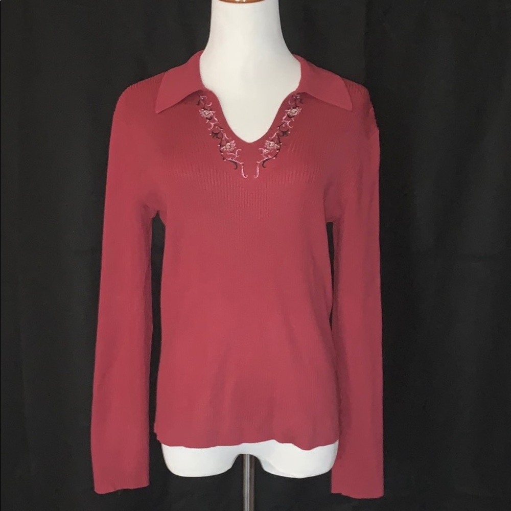 Hillard & Hanson Women’s Red Long Sleeve Sweater